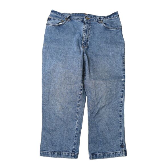 Chaps Ralph Lauren Denim Capri Jeans Womens 14 Blue Light Wash Faded High Rise - Picture 1 of 10